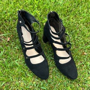 Michael Shannon Scarlet black suede block heels size 12